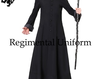 Abrigo de disfraz de mago: moda de Halloween Cosplay de lana negra