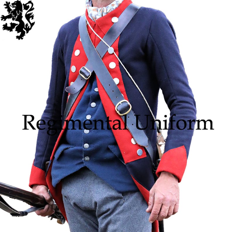 American Revolutionary War Continental Army Coat Costume Navy Blue Wool - Historical Uniform Colonial American Soldier Costumes Army Jacket