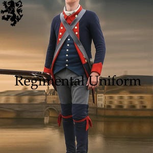 American Revolutionary War Continental Army Coat Costume Navy Blue Wool - Historical Uniform Colonial American Soldier Costumes Army Jacket Front View