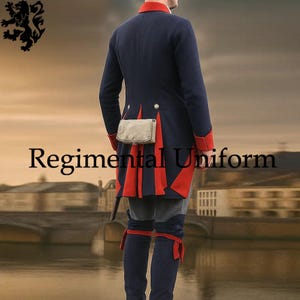 American Revolutionary War Continental Army Coat Costume Navy Blue Wool - Historical Uniform Colonial American Soldier Costumes Army Jacket Back View