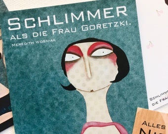 Postkarten 10er Karten-Set "Schlimmer als die Frau Goretzki" Kunstpostkarten Grußkarten Geburtstagskarten lacaluna Sprüchekarten