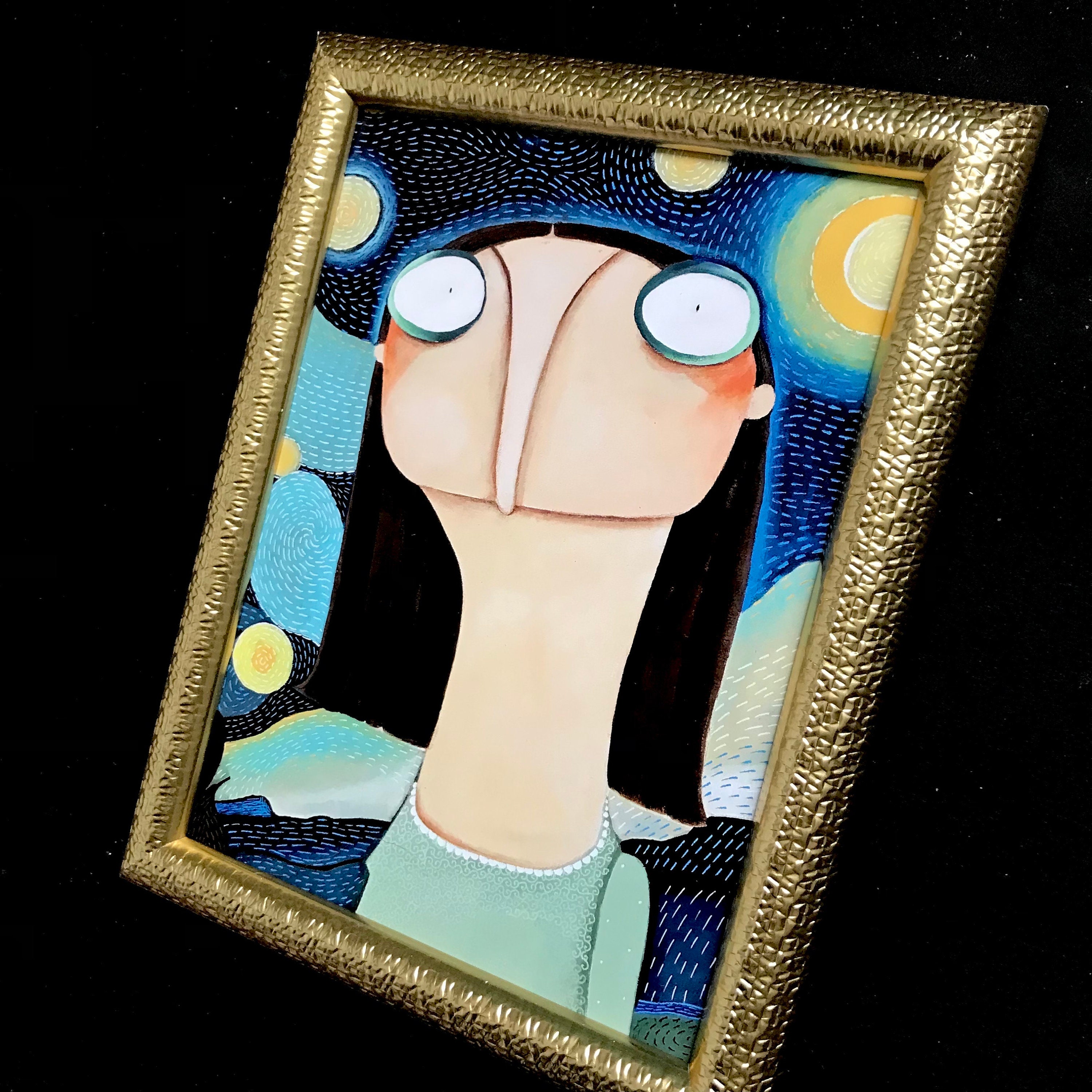 Beim Orthopäden, nach Gustav Klimt Kunstdruck A5 lacaluna Wandbild Goldrahmen Geschenk Gold Dekoration der Kuss