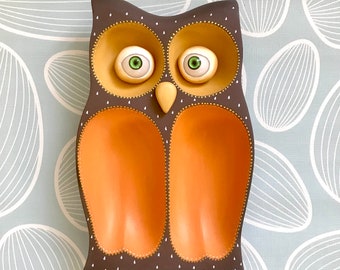 Wall owl wood wall decoration owl eagle owl wooden bowl snack bowl wallpaper wall decoration lacaluna art painting wall art eyes painting