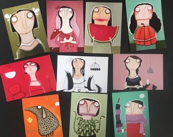 Kunstpostkarten im 10er Frühlingsset! Postkarten lacaluna Geburtstagskarten Grußkarten Glückwunschkarten Karten Geschenk Acrylmalerei Kunst