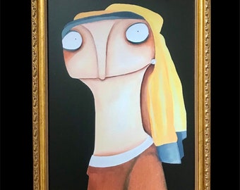 Hermeline wants to be the girl with the pearl earring Acrylglasdruck in Shabby  Acryl lacaluna Art Kunst Malerei nach Leonrado da Vinci