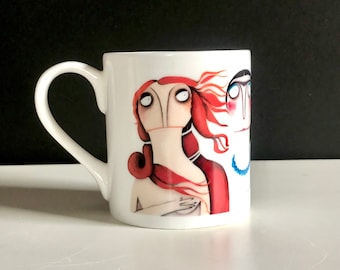 EIN Alte-Meisterinnen-Kaffeebecher Tasse Becher Geschirr lacaluna Kaffee Tee Tischdecke Tischdecke Kunst Gemälde Malerei