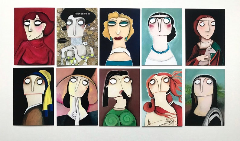 Kunstpostkarten im 10er Set Alte-Meisterinnen-Set Postkarten. Geburtstagskarten Grußkarten Glückwunschkarten lacaluna image 2