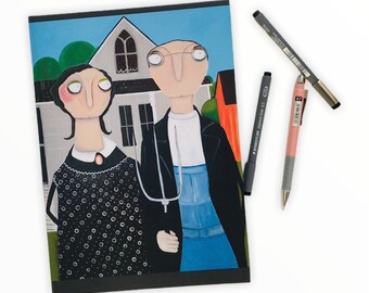Skizzenbuch "American Gossic" lacaluna Malvorlagen Malerei Kunst Acrylbild Notizbuch Malerei Portrait Malblock Malbuch