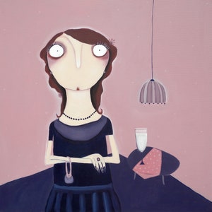 Acrylic painting &quot;Misses von Cieminski in the rose room&quot; Lacaluna