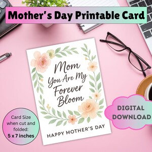 Moederdagkaart, afdrukbare kaart voor Moederdag, Happy Mother's Day Card, Instant Download afdrukbare Moederdagkaart, aquarel kaart