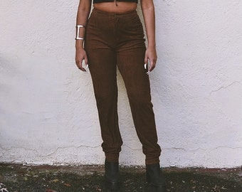 Vintage RALPH LAUREN High Waisted Cocoa Brown SUEDE Trousers // S