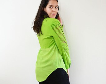Neon Green Blouse - Etsy