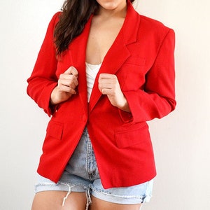 Vintage 90&#39;s ANNE KLEIN Red Retro Professor Out of the Office Tailored Wool Blazer// S