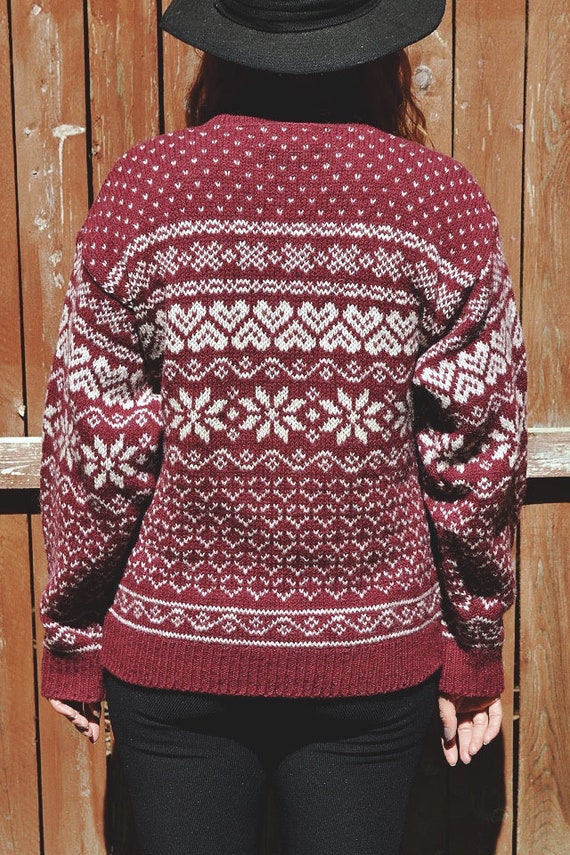 Vintage L.L BEAN Eggplant Snowflake Fair Isle Swe… - image 10