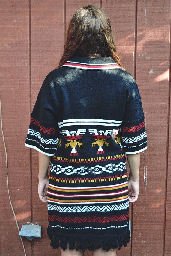 Vintage Fringe Navajo Knit Tunic Dress // ML - image 10