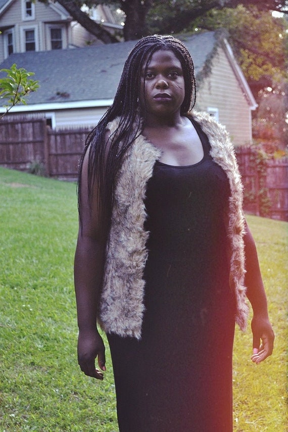 Vintage Faux Fur Shag Hag Vest// S