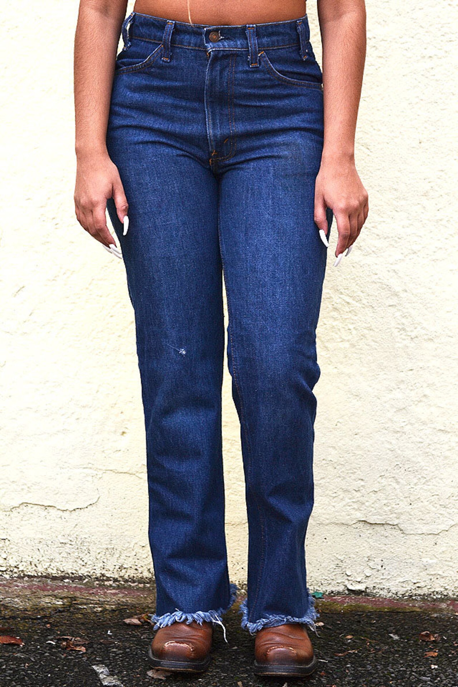 Vintage LEVIS Frayed Hem High Waisted Denim Jeans // Sm - Etsy
