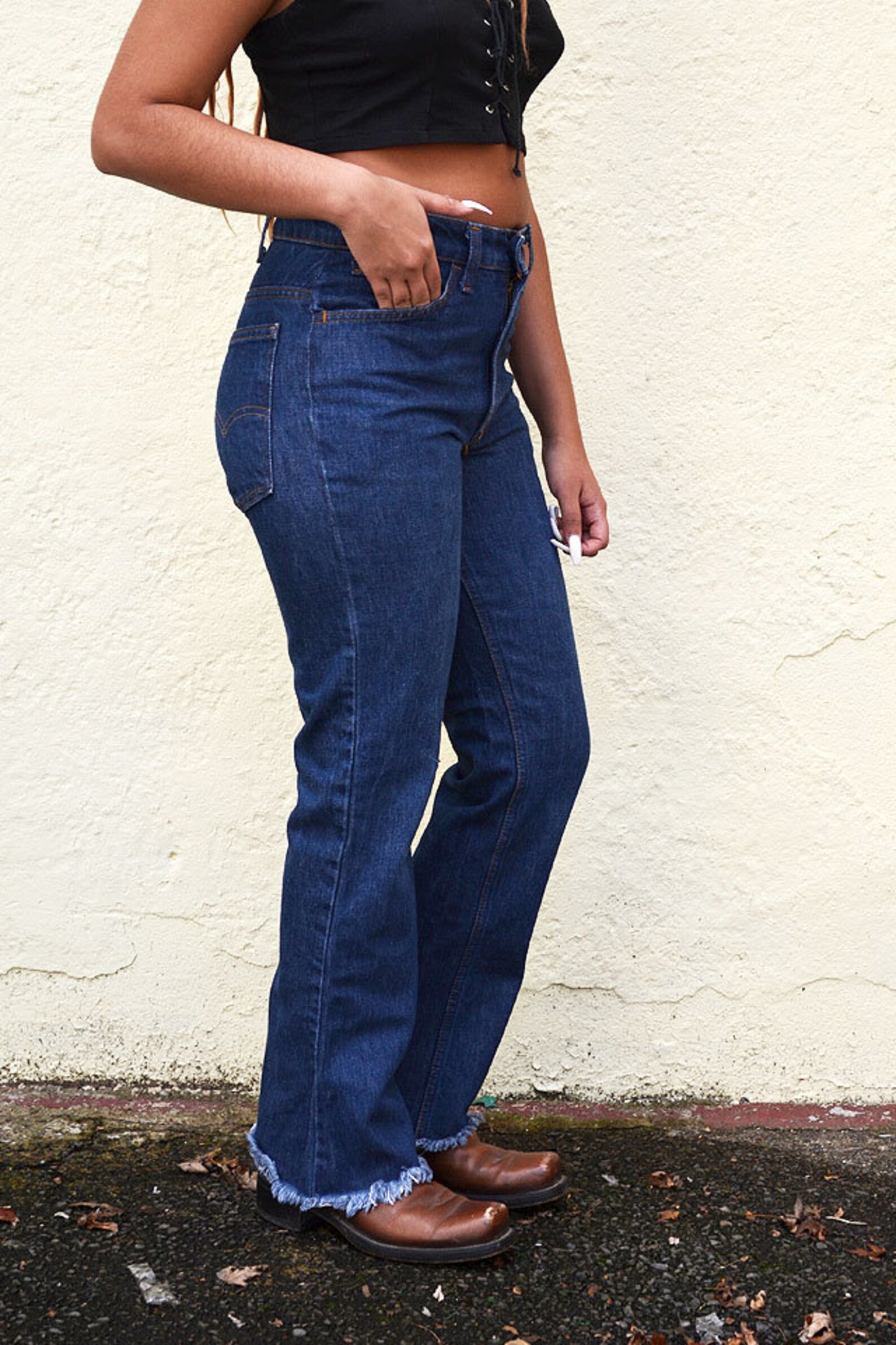 Vintage LEVIS Frayed Hem High Waisted Denim Jeans // Sm - Etsy