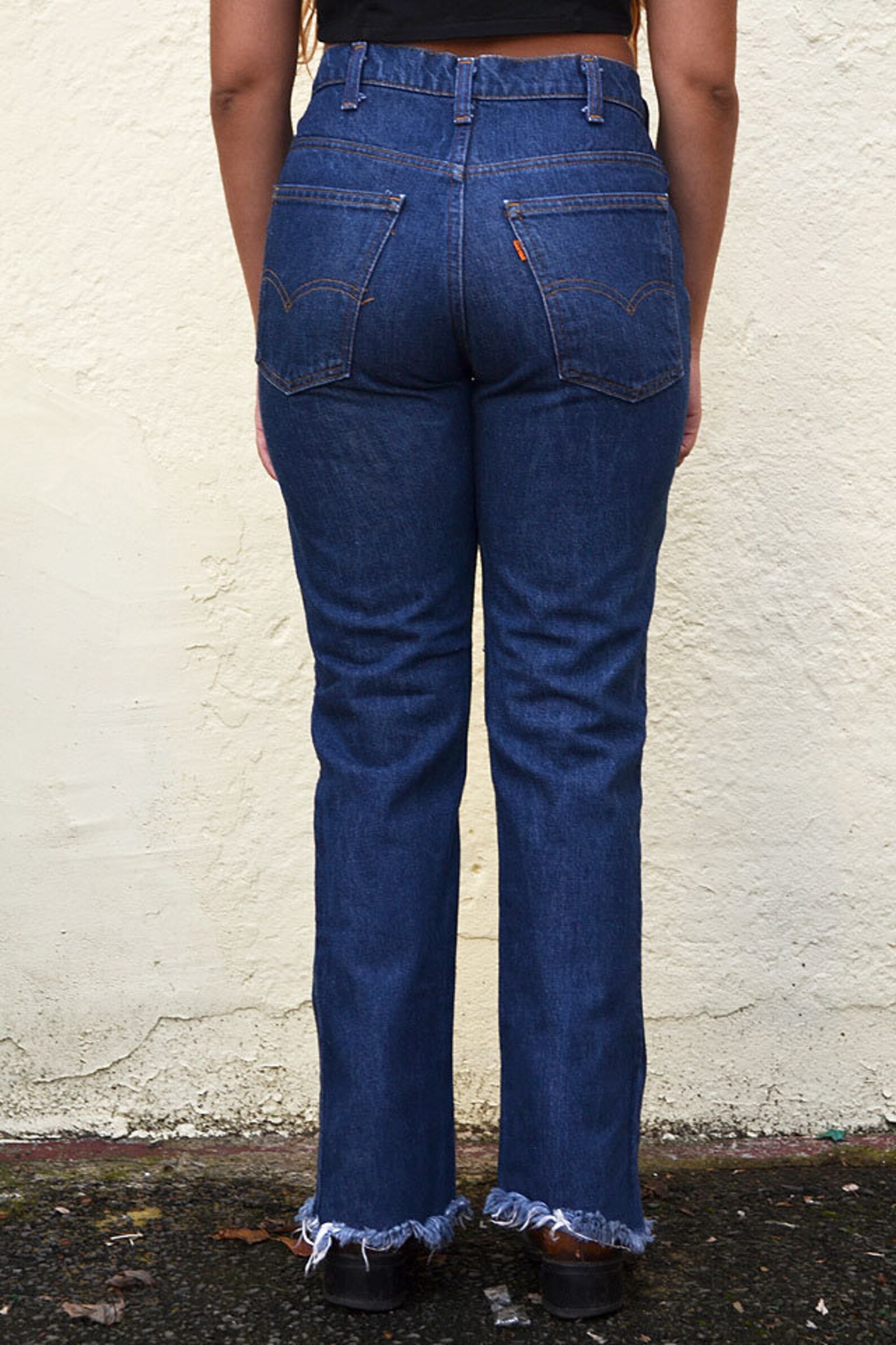 Vintage LEVIS Frayed Hem High Waisted Denim Jeans // Sm - Etsy