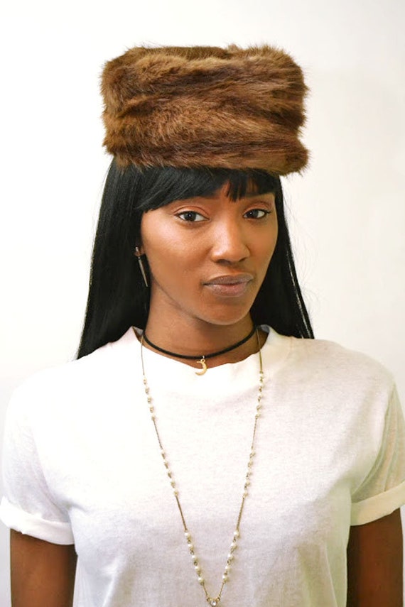 Vintage Pillbox Russian Fur Hat // S Gem