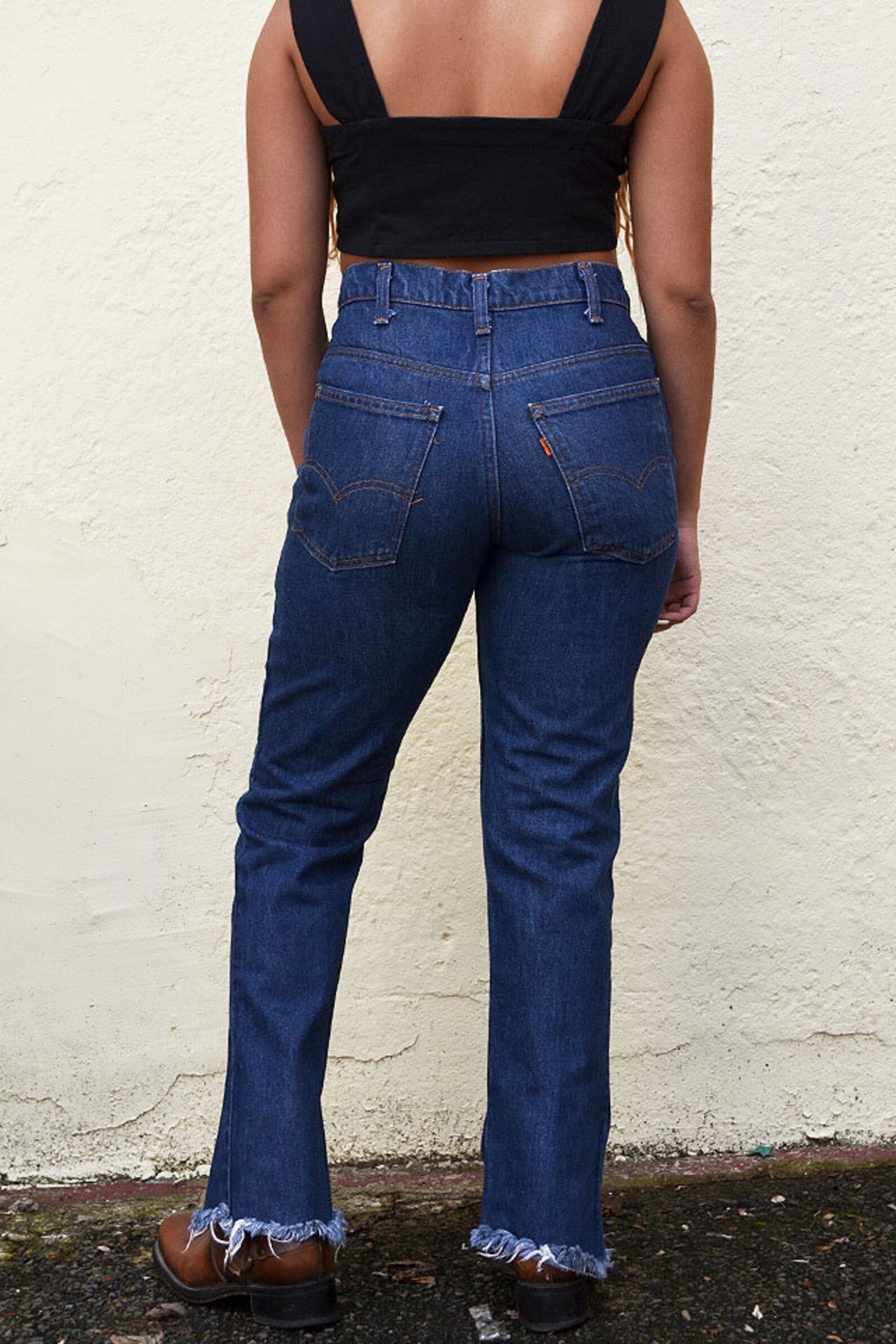 Vintage LEVIS Frayed Hem High Waisted Denim Jeans // Sm - Etsy