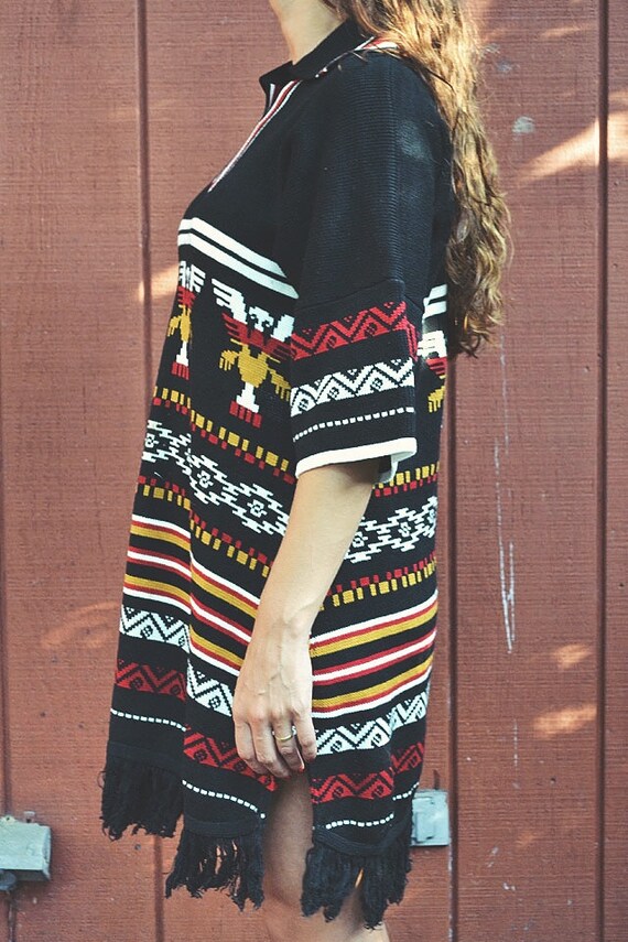 Vintage Fringe Navajo Knit Tunic Dress // ML - image 9