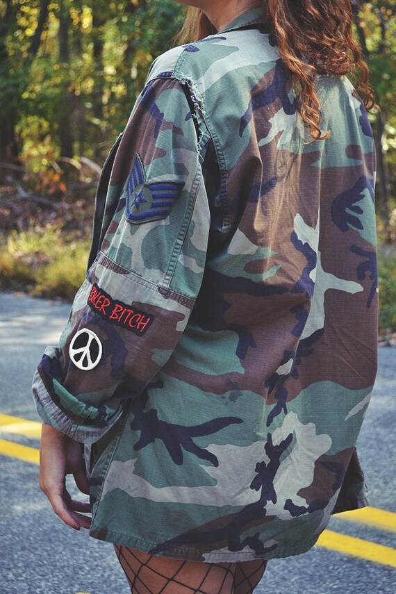 Vintage Biker Bitch Camouflage Patched and  Rugge… - image 6