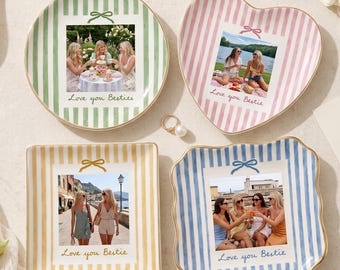 Porta-joias personalizado com foto da melhor amiga, presente para madrinha, bandeja de cerâmica personalizada para bijuterias, presente para melhor amiga, presente de amizade, presente de aniversário para ela.