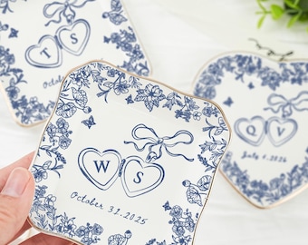 Regalo de boda personalizado para pareja, plato para anillos personalizado, regalo sentimental para novia, porta anillos personalizado hecho a mano.