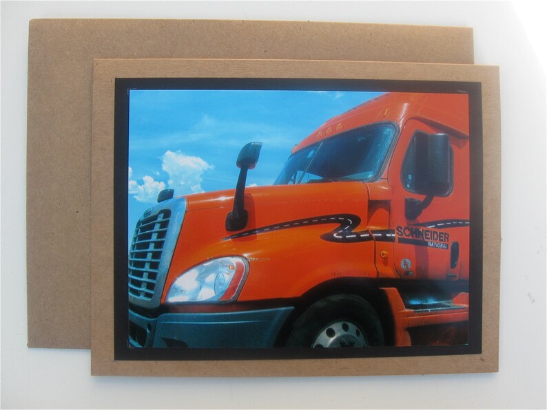 Big Rigs /& Blue Skies Photo Greeting Card Orange Big Rig Original Photography Father/'s Day Blank Note Card