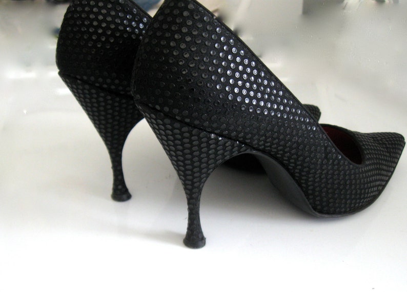 Black Pointed Toe 4 Stiletto Heels Shiny Black Dots | Etsy