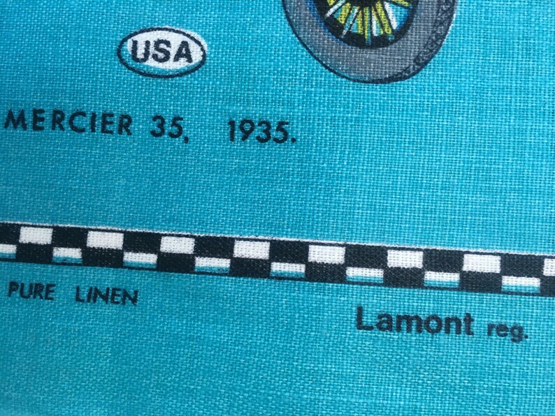 Sold LAMONT IRISH LINEN Tea Towel Veteran Cars