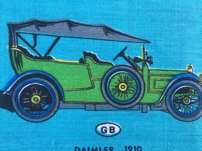 Sold LAMONT IRISH LINEN Tea Towel Veteran Cars