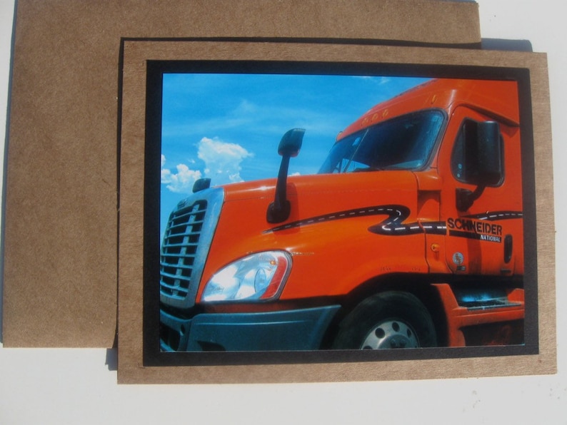 Big Rigs /& Blue Skies Photo Greeting Card Orange Big Rig Original Photography Father/'s Day Blank Note Card
