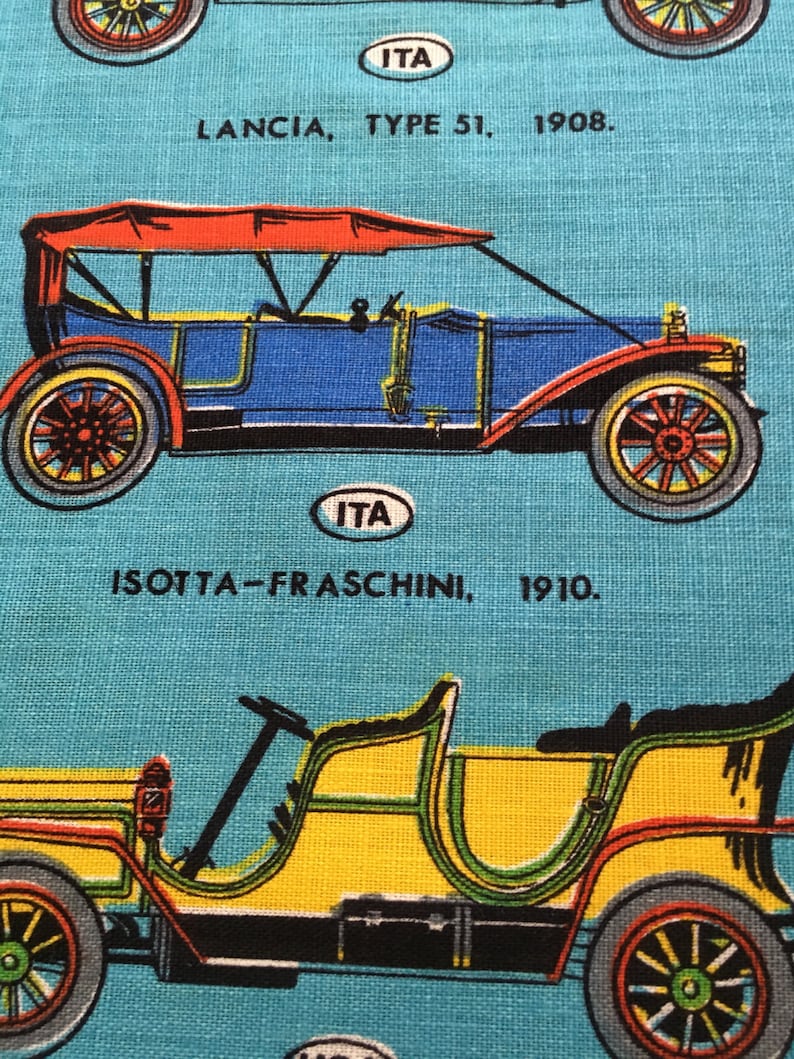 Sold LAMONT IRISH LINEN Tea Towel Veteran Cars