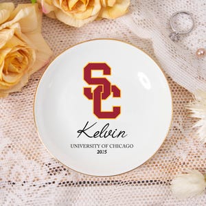 Personalized Jewelry Dish Custom Grad Trinket Dish College Logo Ring Dish College Graduation Gifts 2025 Jewelry Plate Gift for Her