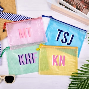 Shadow Monogram Pool-Tasche, benutzerdefinierte wasserdichte Pool-Tasche, Brautjungfer Geschenktasche, nasse trockene Tasche, Bachelorette Aufbewahrungstasche, Brautjungfer Geschenktasche