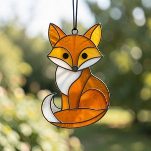 Fox Stained Glass Pattern Suncatcher Digital PDF SVG - Beginners DIY Nature Decor Gift
