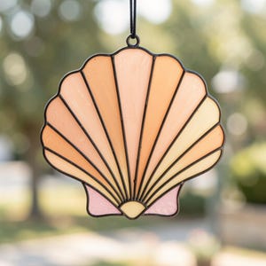 Sea Shell Stained Glass Pattern – Coastal Suncatcher PDF SVG Ocean Window Art