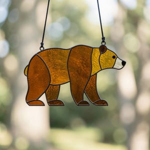 Stained Glass Pattern Bear Suncatcher – Template SVG PDF Beginner DIY Nature Decor (Instant Download)
