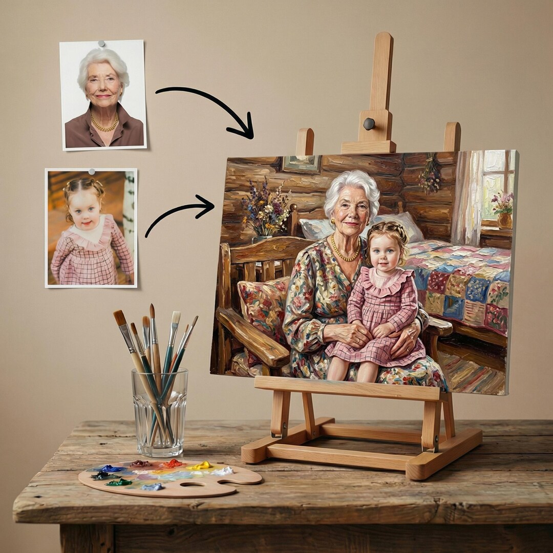 Custom Memorial Portrait From Photos | Combine Loved Ones (digital ...