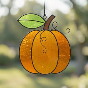 Pumpkin Stained Glass Patterns Beginner Kit, Pumpkin Decor Stained Glass Panel, Stained Glass Ornament (Digital Download SVG, PDF, PNG)