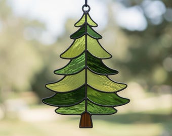 クリスマスツリーのステンドグラスの型紙・簡単DIYオーナメント（PDF
