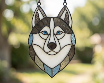 Glas-in-loodpatroon met wolf – Dierendecoratie, kunstzinnige raamhanger (pdf, svg, png)