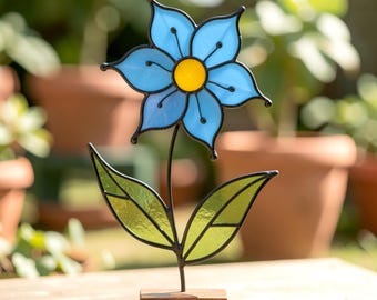 Vergissmeinnicht Glasmalerei-Muster, Floral Suncatcher-Vorlage (PDF SVG)