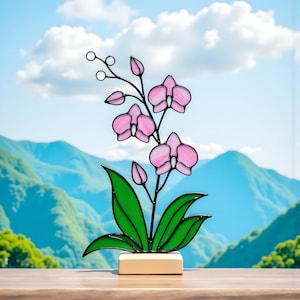 Stained Glass Patterns Orchid – Flower Panel, Glass Ornament, Glass Art, Stained Glass Flower, Floral Design, DIY Craft, Svg, Png, Pdf, Jpg