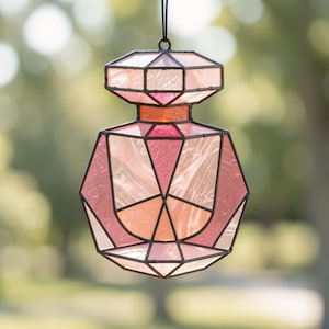 Perfume Bottle Stained Glass Pattern – Suncatcher Art Decor Design (Pdf Svg Png)