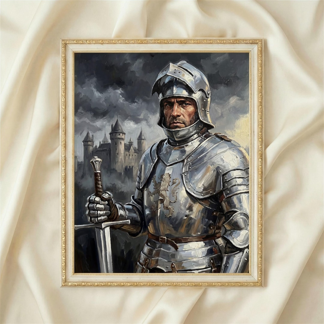 Medieval Knight Oil Painting Poster Noble Armor Art Castle Wall Decor ...