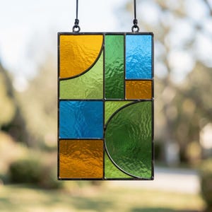 Palette stained glass pattern, beginner abstract template, PDF SVG PNG, modern suncatcher design
