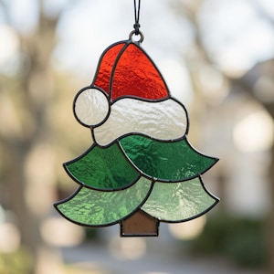 Patrón de vidriera de árbol de Navidad – Panel atrapasoles para principiantes (PDF, SVG, PNG)